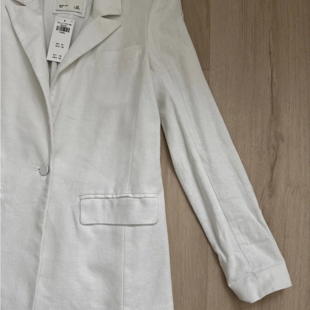 Abercrombie & Fitch NWT White Linen Blend Blazer - Picture 4 of 14
